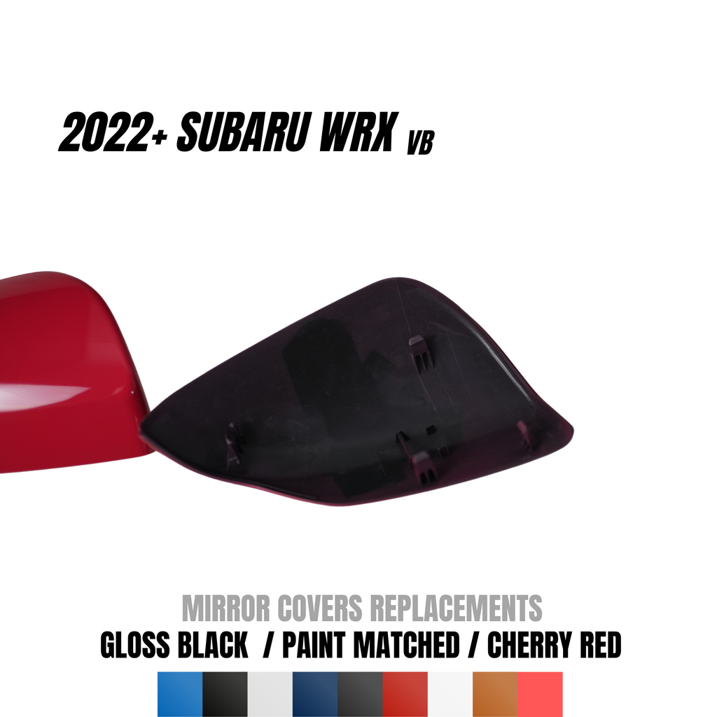 JDMuscle Mirror Covers Replacements | 2PC Set, Paint Matched / Gloss Black / Cherry Red - Subaru WRX 2022-2025