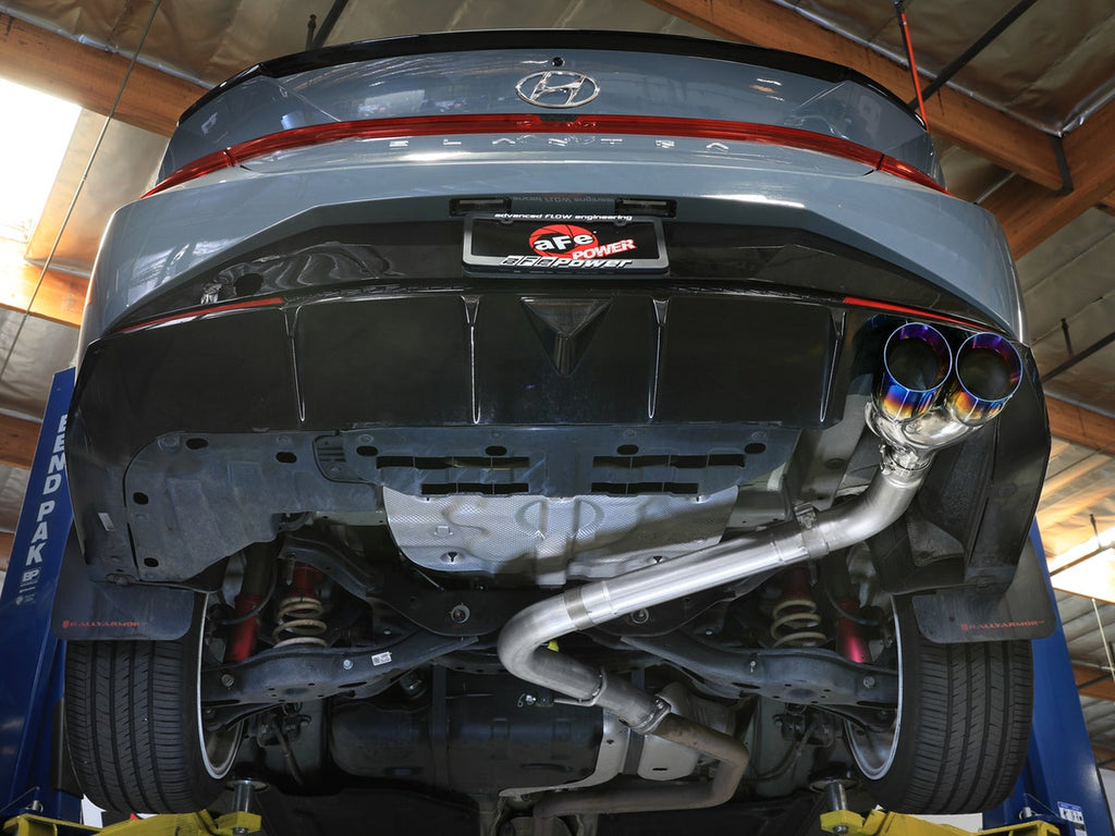 aFe Takeda 3in. SS Axle-Back Exhaust System w/Blue Flame Tips - Hyundai Elantra N-Line 1.6T 2021-2025