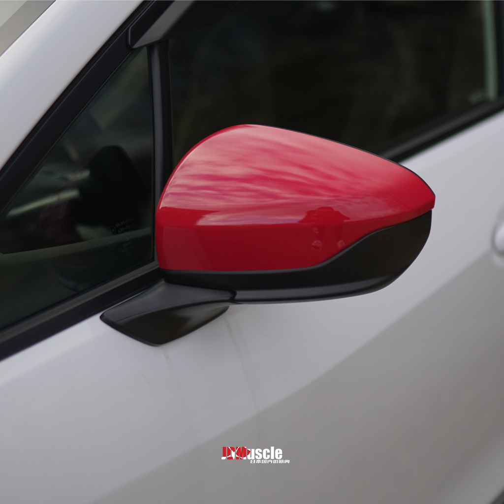 JDMuscle Mirror Covers Replacements | 2PC Set, Paint Matched / Gloss Black / Cherry Red - Subaru WRX 2022-2025