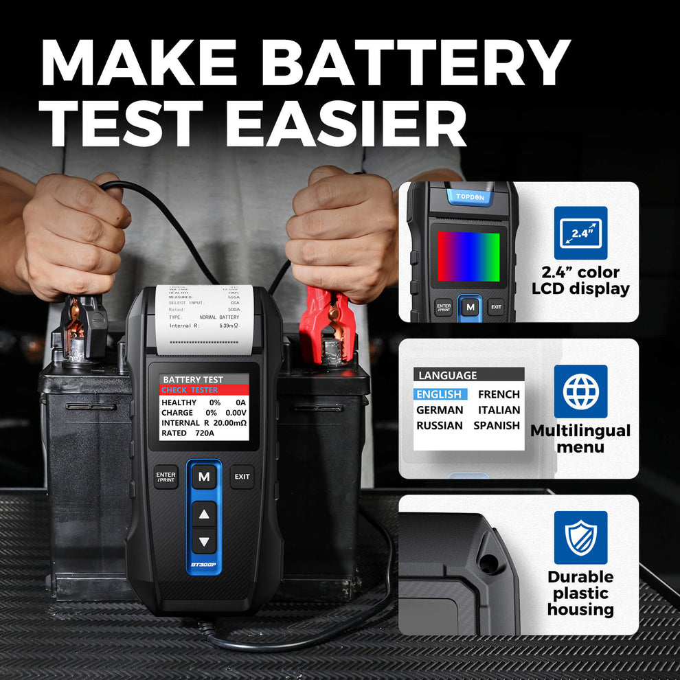 TOPDON BT300P Battery, Charging & Cranking System Tester w/Printer