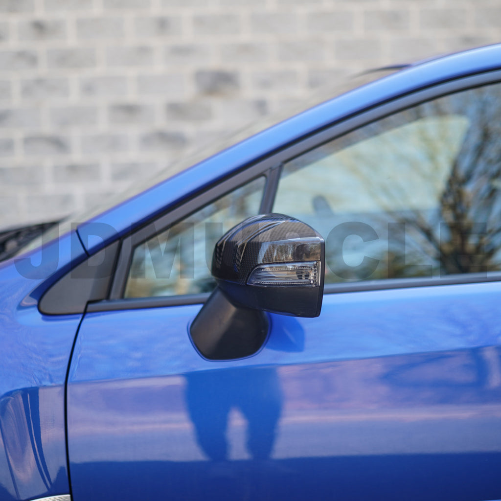 JDMuscle Tanso R2 Style Carbon Fiber Side Mirror Covers/Replacement with Turn Signal - Subaru WRX / STi 2015-2021