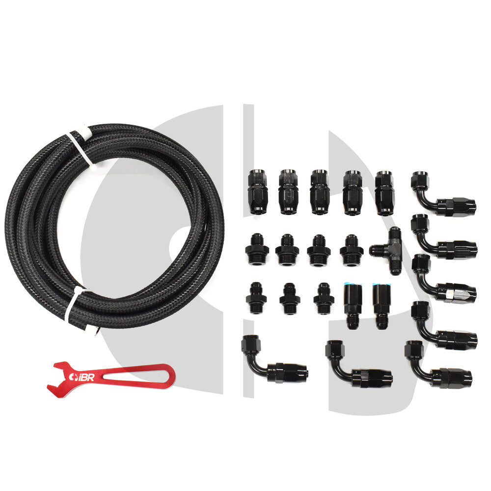 iBR Subaru EJ -6 AN Parallel Feed Fuel Line Kit - Subaru WRX 2002-2014 / STI 2007-2021 (+Multiple Fitments)