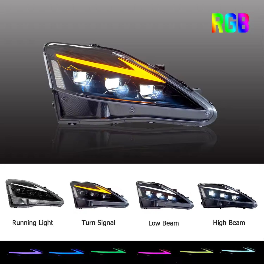 Invoke Concepts RGB HeadLights w/ Sequential Turn Signal + Animation - Lexus IS 2006-2012