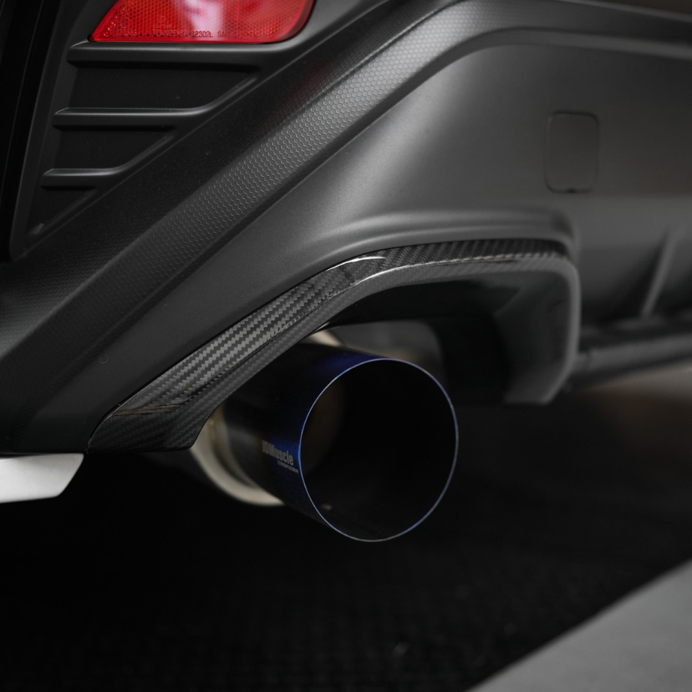 JDMuscle Tanso Dry Carbon Fiber Exhaust Finisher Trim Covers w/ Gloss Finish - Subaru WRX 2022-2025