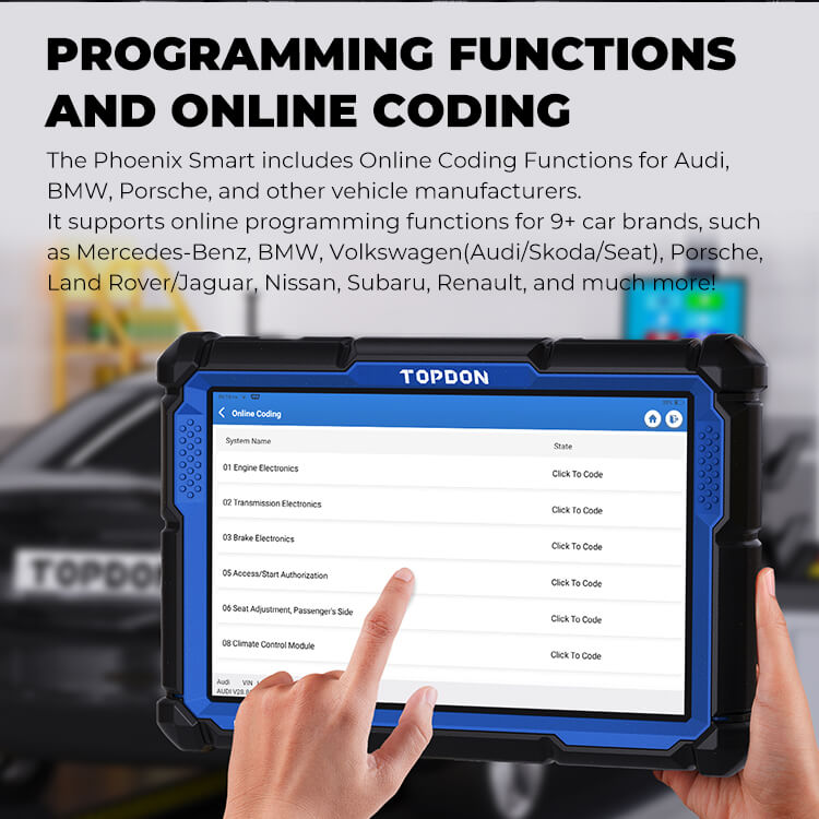 TOPDON Phoenix Smart 10.1" OE-Level Scan Tool, Cloud-Based Programming, Adv Protocols