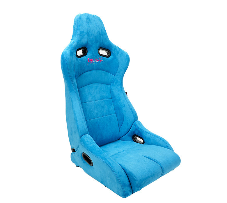 NRG Prisma Lab Blue Suede Reclinable Bucket Racing Seat Pair