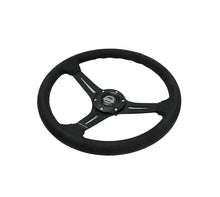 Load image into Gallery viewer, NRG Reinforced Suede Racing Steering Wheel 350mm / 2.5in Deep / 4mm Matte Black Spoke - Universal