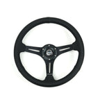 NRG Reinforced Perforated Leather Racing Steering Wheel 350mm / 2.5in Deep / 4mm Matte Black Spoke - Universal