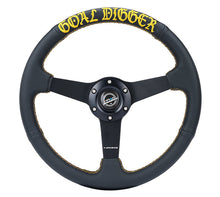 Load image into Gallery viewer, NRG Reinforced Black Perforated Leather Steering Wheel 350mm / 1.5in Deep w/ Goal Digger Blk Stitch