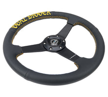 Load image into Gallery viewer, NRG Reinforced Black Perforated Leather Steering Wheel 350mm / 1.5in Deep w/ Goal Digger Blk Stitch