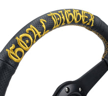 Load image into Gallery viewer, NRG Reinforced Black Perforated Leather Steering Wheel 350mm / 1.5in Deep w/ Goal Digger Blk Stitch