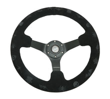 Load image into Gallery viewer, NRG Reinforced Suede Sport Steering Wheel 350mm / 3in Deep w/ Spooky Embroidery