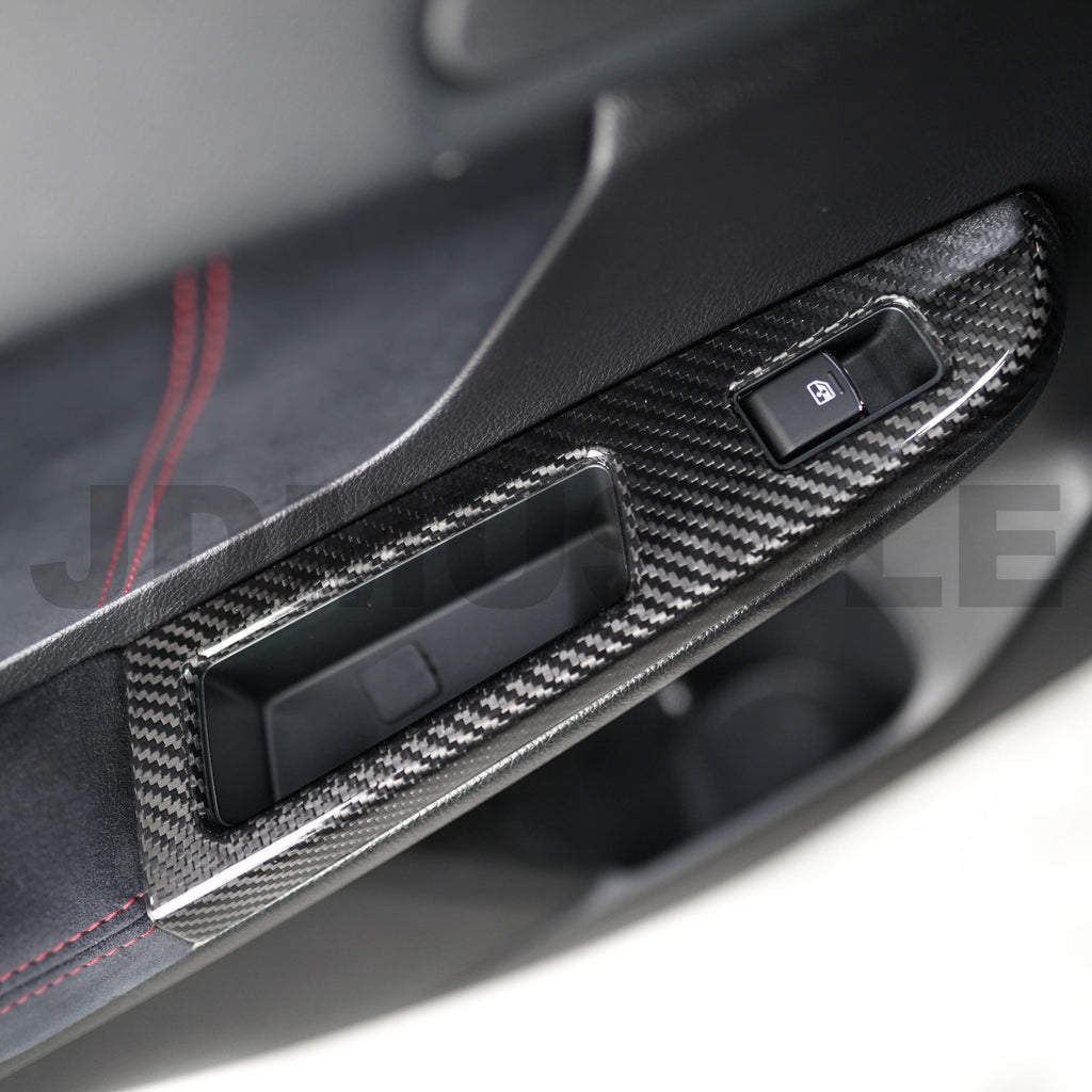 JDMuscle Tanso Carbon Fiber Window Switch Cover - Subaru WRX / STi 2015-2016