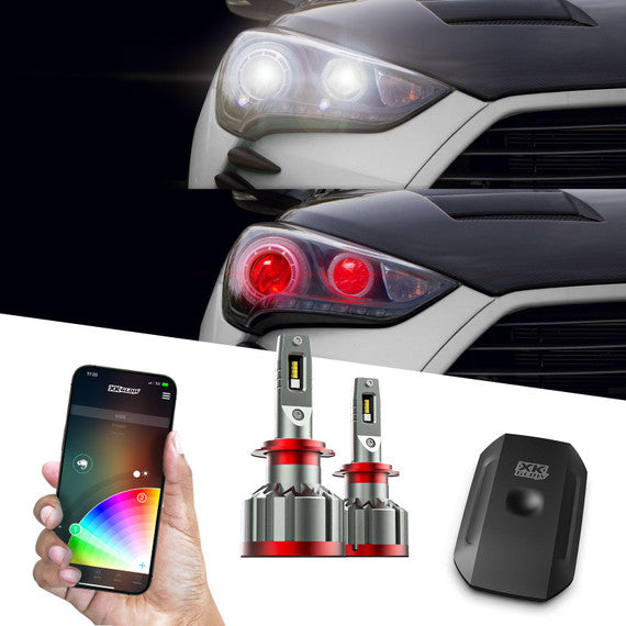 XK GLOW 2 In 1 LED Headlight w/ Multi-Color Devil Eye | XKCHROME SMARTPHONE APP