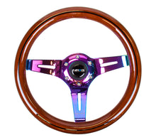 Load image into Gallery viewer, NRG Classic Wood Grain Steering Wheel (310mm) Dark Wood & Black Line Inlay w/Neochrome 3-Spoke Ctr.