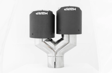 Load image into Gallery viewer, MBRP 2.5in T304 Dual Split Rear Exit Axle Back Exhaust w/ 3.5" CF Tips - Subaru WRX / STi 2015-2021