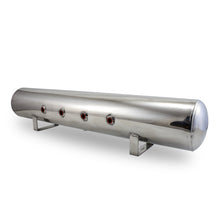 Load image into Gallery viewer, Air Lift 5 Gal Alum Air Tank - (4) 3/8in Face Ports & 1/4in Drain Port - 36in L X 6in D - Polished