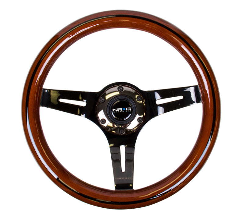 NRG ウッドステアリング NRG Classic Wood Grain Steering Wheel (310mm) Dark Wood & Black