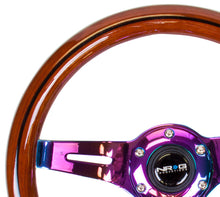Load image into Gallery viewer, NRG Classic Wood Grain Steering Wheel (310mm) Dark Wood & Black Line Inlay w/Neochrome 3-Spoke Ctr.
