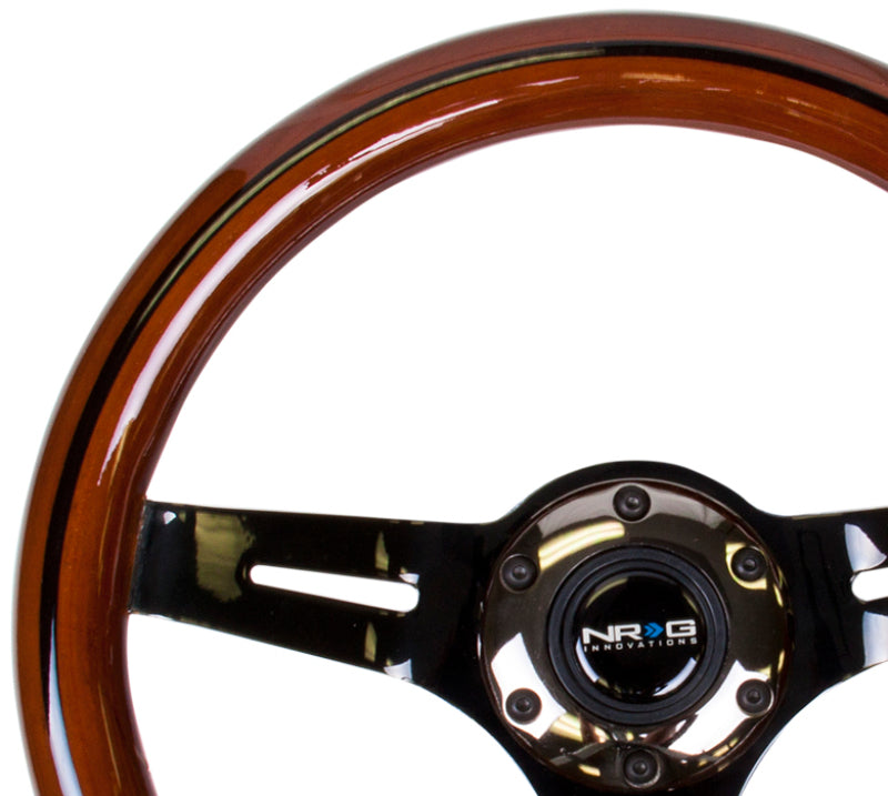 NRG Classic Wood Grain Steering Wheel (310mm) Dark Wood & Black