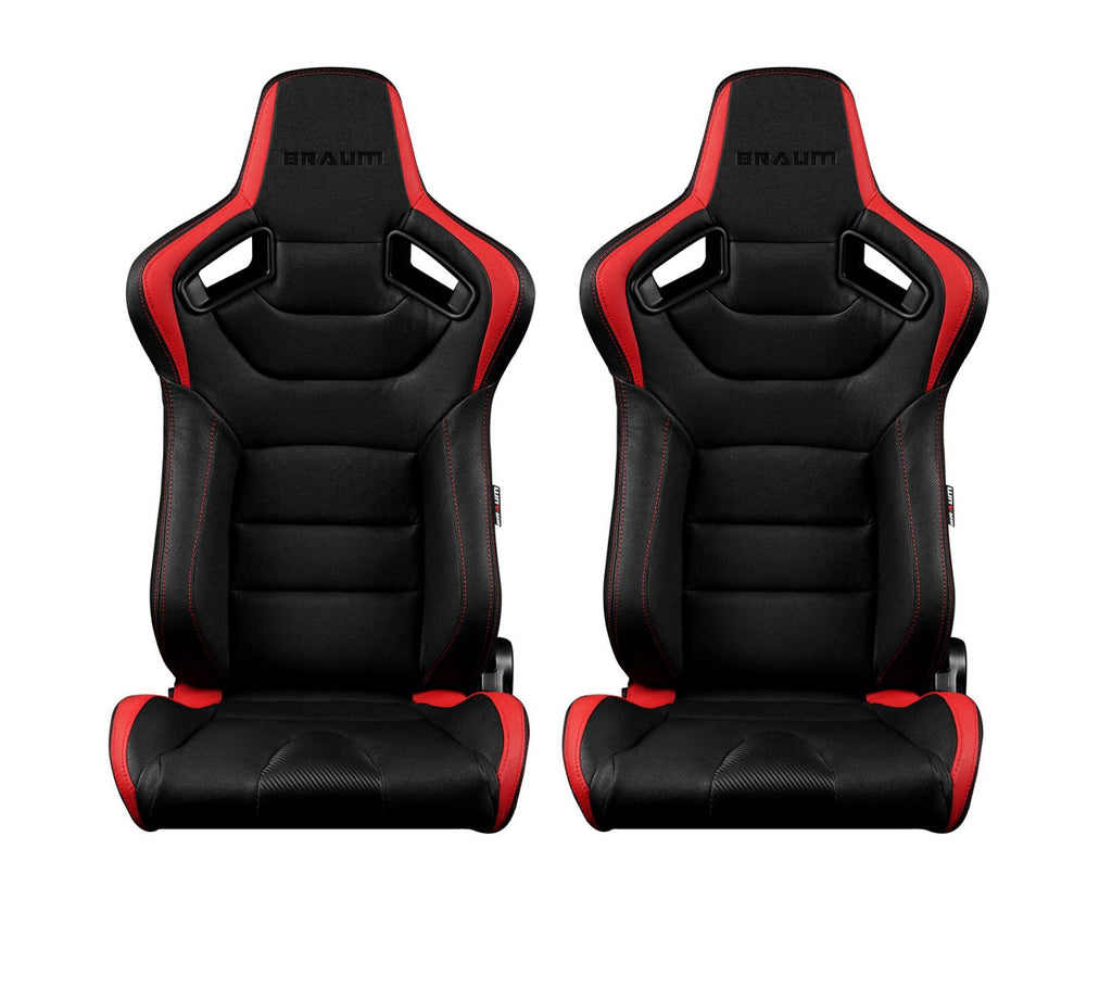 Braum Racing ELITE Series Racing Seats (Pair; Black & Red)