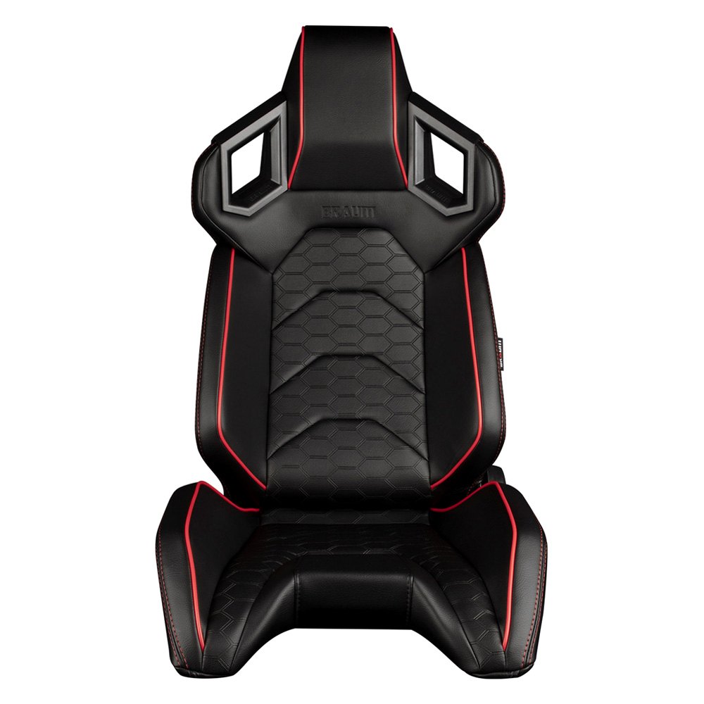 Braum Racing ALPHA-X Series Racing Seats (Pair; Black / Red Trim)