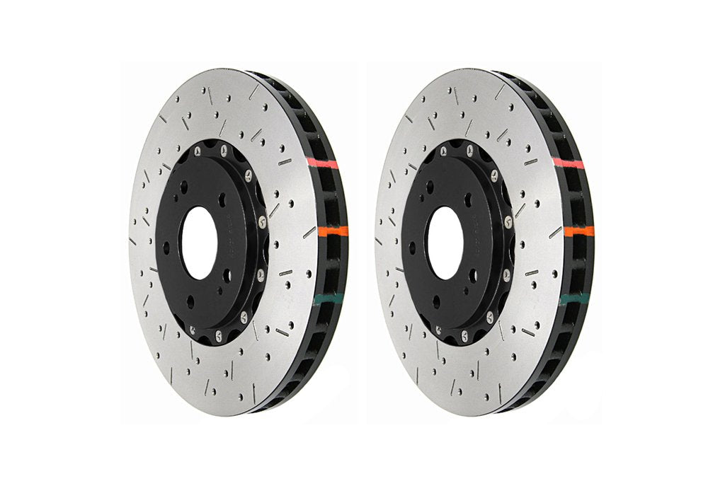 DBA 5000 Drilled & Slotted 2-Piece Front Rotors w/ Black Hat (Pair) - Subaru STI 2004-2017