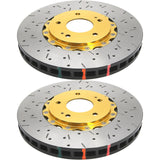 DBA 5000 Drilled & Slotted 2-Piece Front Rotors w/ Gold Hat (Pair) - Subaru STI 2004-2017