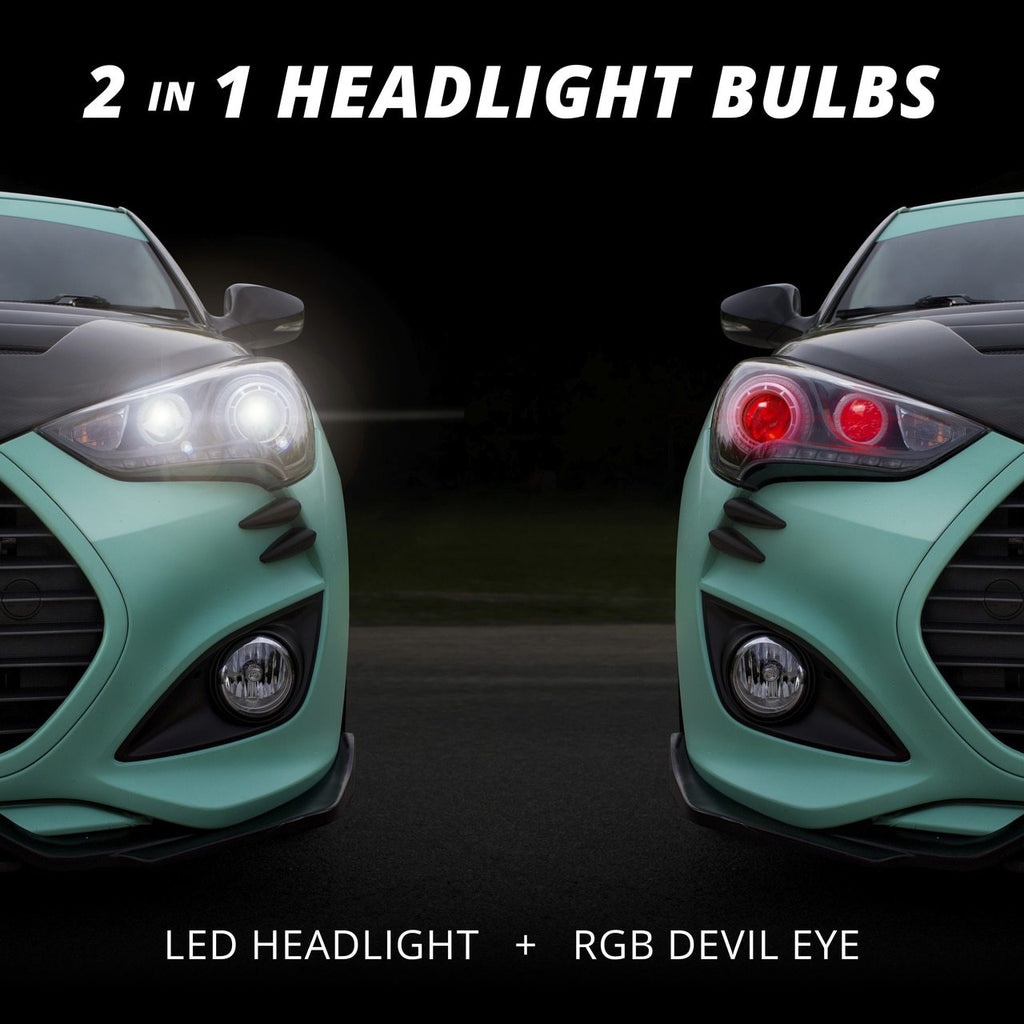 XK GLOW 2 In 1 LED Headlight w/ Multi-Color Devil Eye | XKCHROME SMARTPHONE APP