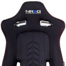 Load image into Gallery viewer, NRG Sport Seats (Pair) Cloth w/NRG Logo & NRG Arrow Cushion Imprint - Black w/Red Stitch