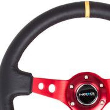 Load image into Gallery viewer, NRG Reinforced Steering Wheel (350mm / 3in. Deep) Blk Leather w/Red Spokes & Sgl Yellow Center Mark