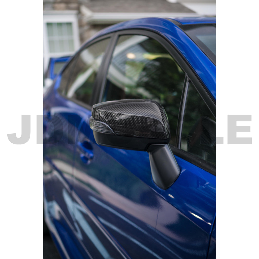 JDMuscle Tanso Carbon Fiber Side Mirror Covers (w/ Turn Signal) - Subaru WRX / STi 2015-2021