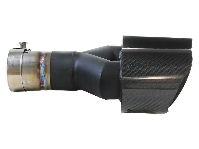 aFe Takeda 2-1/2" 304 Stainless Steel Carbon Fiber Left Exhaust Tip - Universal
