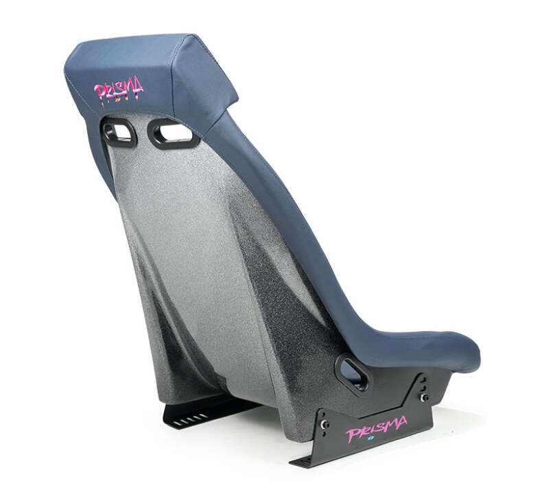 NRG GT Retro Bucket Seat - Black Vegan Leather Black Stitching Multicolor Fiberglass Back w/ Glitter