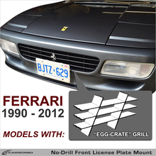 Load image into Gallery viewer, Carbonio No-Drill Front License Plate Mount - Ferrari Models (Egg Crate Grille) 1990-2012