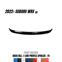 Load image into Gallery viewer, JDMuscle Duck Bill / Low Profile Spoiler V1 [Paint Matched / Gloss Black / Cherry Red] - Subaru WRX 2022-2025