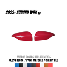 Load image into Gallery viewer, JDMuscle Mirror Covers Replacements | 2PC Set, Paint Matched / Gloss Black / Cherry Red - Subaru WRX 2022-2025