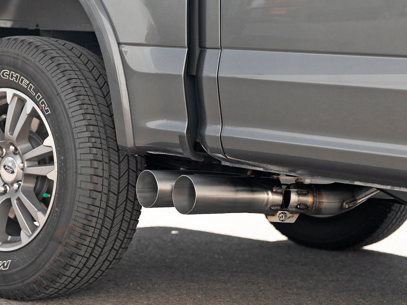 aFe Rebel Series 3-1/2 IN 409 Stainless Steel DPF-Back Exhaust System - Ford F-150 3.0L Turbo Diesel 2018-2021