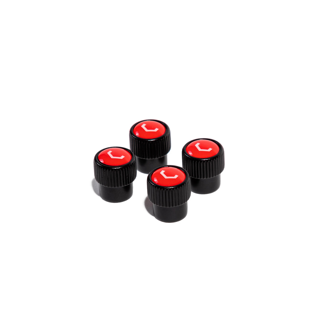 Vossen Classic V Valve Stem Cap Set (Black/Red) - Universal