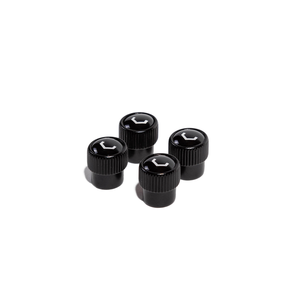 Vossen Classic V Valve Stem Cap Set (Black/Black) - Universal