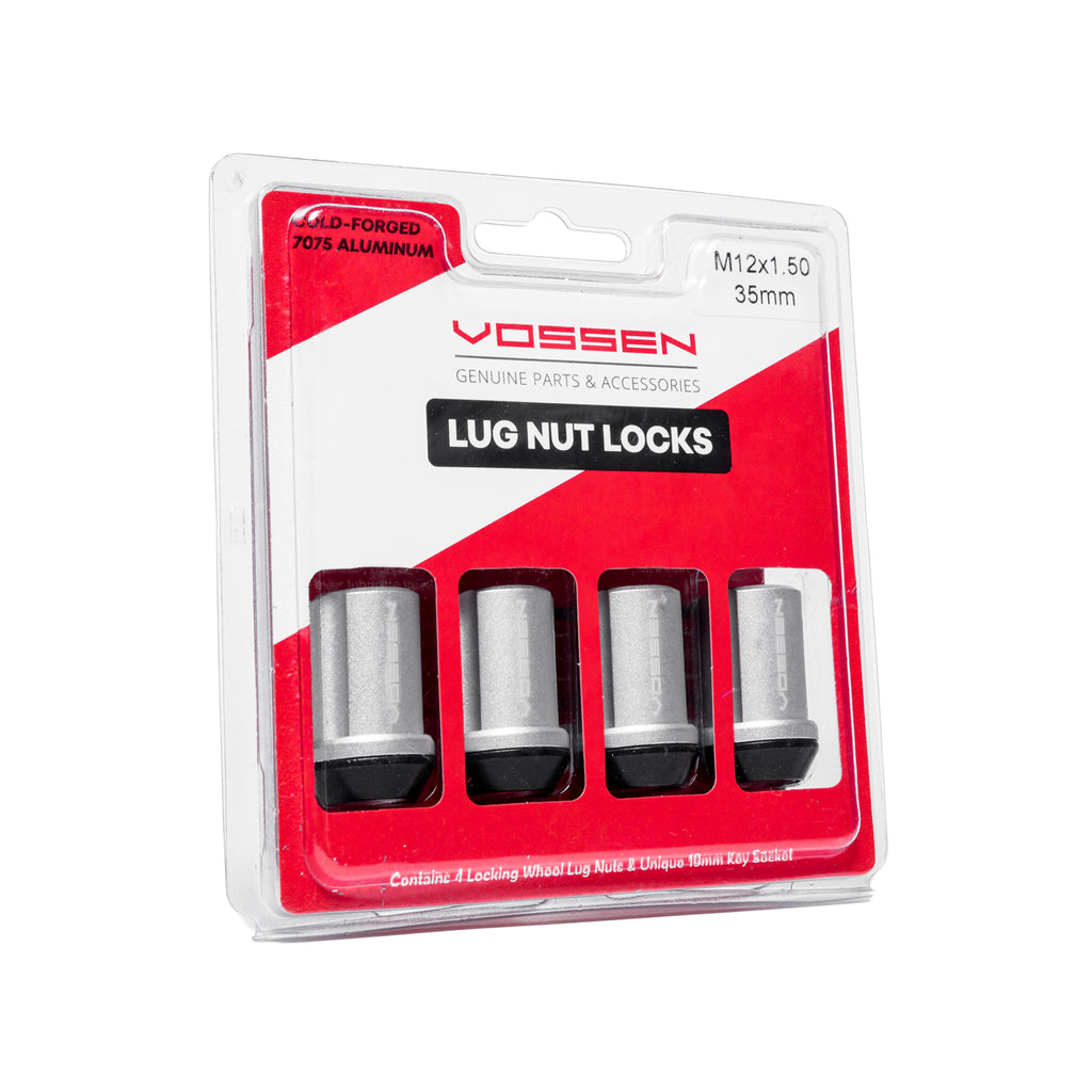 Vossen 35mm Wheel Lock Nuts (12x1.25; 19mm Hex; Cone Seat; Silver) Set of 4 - Universal