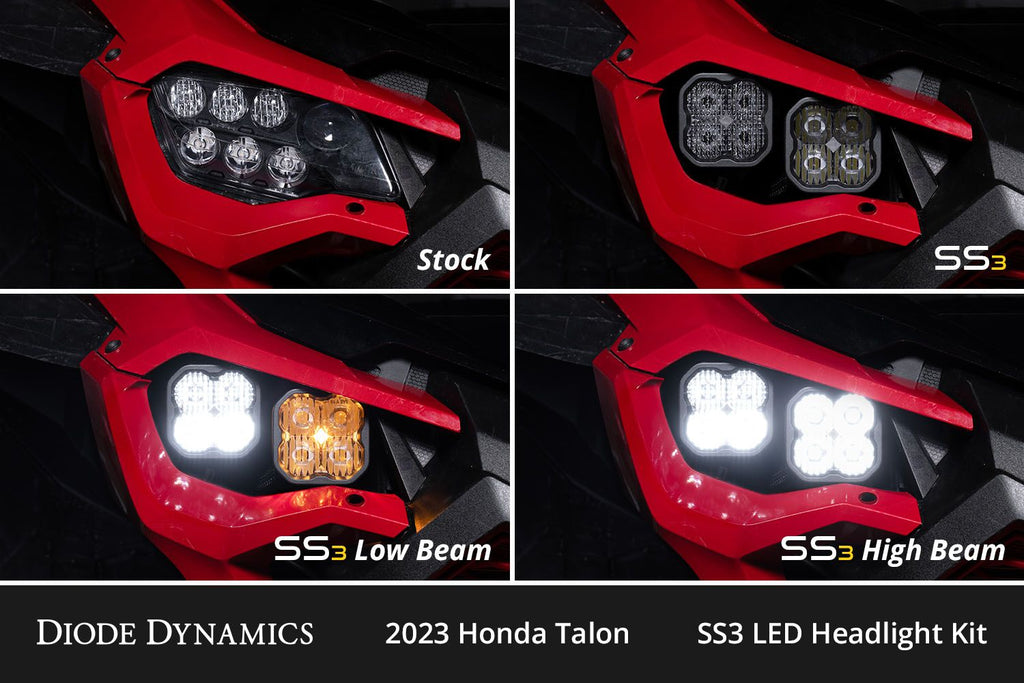 Diode Dynamics SS3 Pro Sport White LED Headlight Kit - Honda Talon 2022-2025