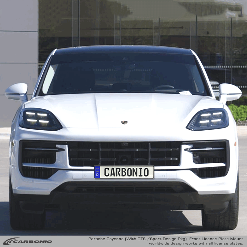 Carbonio No-Drill Front License Plate Mount - Porsche Cayenne 2019-2027