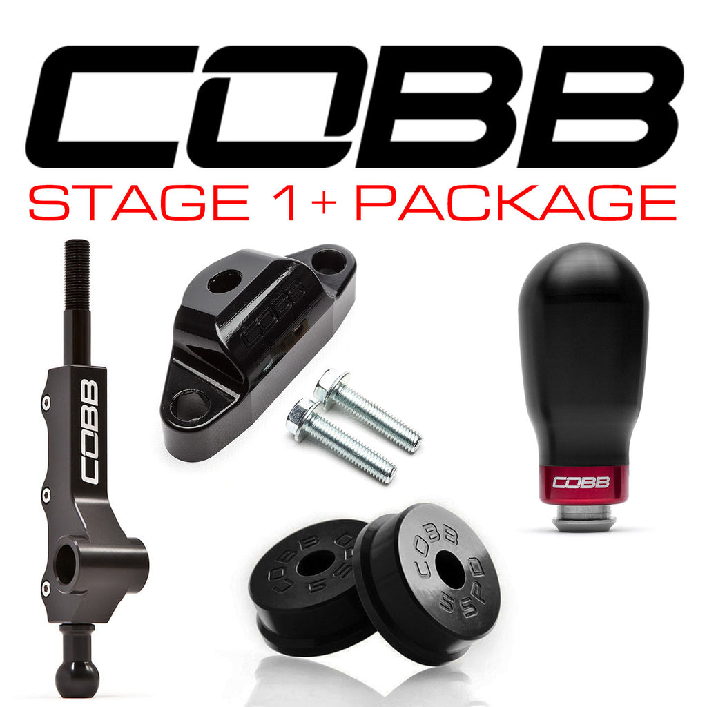 Cobb Stg 1+ Drivetrain Package (Black Tall Weighted Knob) - Subaru WRX 5MT 2002-2007 (w/ Factory Short Shift)