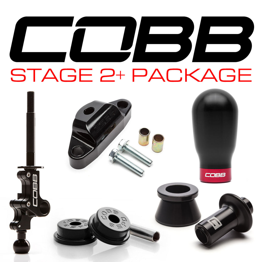 COBB Stage 2+ Drivetrain Package w/ Stealth Black Tall Weighted Knob (Black/White Lockout) - Subaru WRX STi 2004-2021