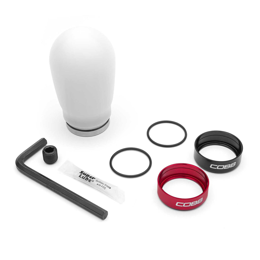 Cobb Tall Weighted COBB Knob [White] - Subaru BRZ, Scion FR-S, Toyota 86/GR86, Ford Focus ST/RS, Fiesta ST