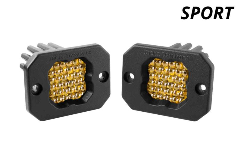 Diode Dynamics SSC1 Yellow Flood Sport Flush Mount ABL LED Pod (Pair) - Universal Fitment