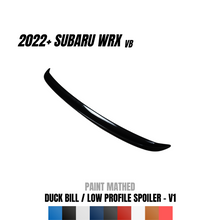 Load image into Gallery viewer, JDMuscle Duck Bill / Low Profile Spoiler V1 [Paint Matched / Gloss Black / Cherry Red] - Subaru WRX 2022-2025