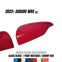 Load image into Gallery viewer, JDMuscle Mirror Covers Replacements | 2PC Set, Paint Matched / Gloss Black / Cherry Red - Subaru WRX 2022-2025