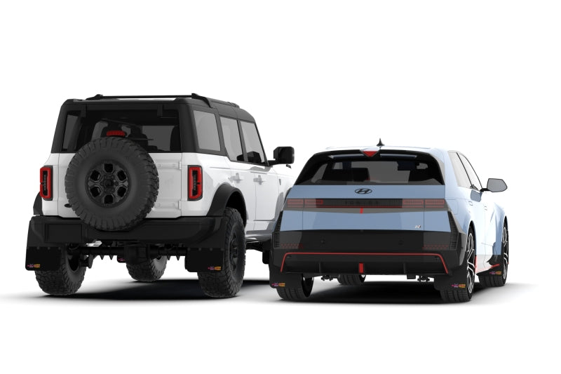 Rally Armor Black Mudflaps w/ BCE Logo - Ford Bronco (w/ Running Boards & Steel Rear Bumper) 2021-2025